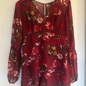 Guess Burgundy Floral Jumpsuit / romper